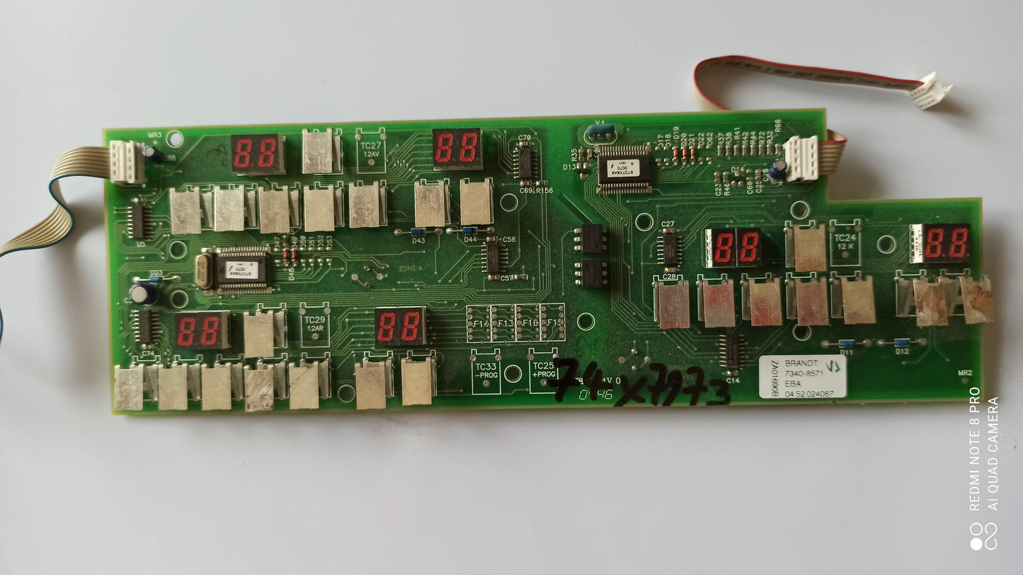 * 74X7973 CARTE CLAVIER INDUCTION OCCASION SAUTER BRANDT ( ct ABB )